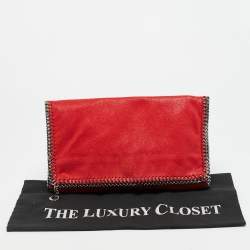 مملوكة مسبقًا حقيبة كلاتش ستبلا مكارتني فول سيود صناعي فوشيا قابلة للطي 