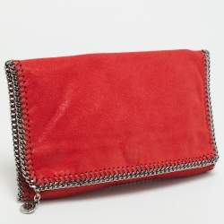 مملوكة مسبقًا حقيبة كلاتش ستبلا مكارتني فول سيود صناعي فوشيا قابلة للطي 