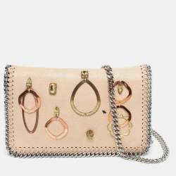 مملوكة مسبقًا Stella McCartney  Falabella Embellished Flap Peach Faux Suede Crossbody Bag