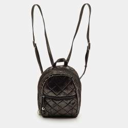 مملوكة مسبقًا Stella McCartney Falabella Metallic Black Faux Suede Backpack