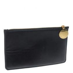 Pre Owned Stella McCartney Black Faux Leather Zip Pouch