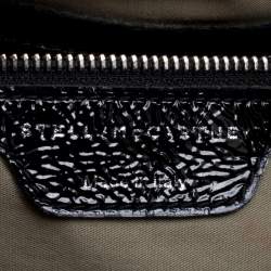 Pre Owned Stella McCartney Black Faux Patent Leather and Canvas Top Handle Bag