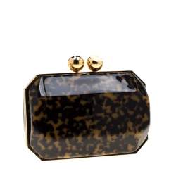 Pre Owned Stella McCartney Black/Brown Plexiglass Lucia Clutch