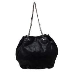 Pre Owned Stella McCartney Black Faux Leather Bucket Bag