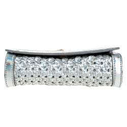 Pre Owned حقيبة كروس ستيلا ماكرتني قلاب جلد مغزول هولوغرافيك فضية