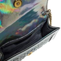 Pre Owned حقيبة كروس ستيلا ماكرتني قلاب جلد مغزول هولوغرافيك فضية