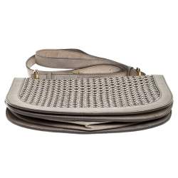 Stella McCartney Grey Woven Leather Alexa Flap Shoulder Bag