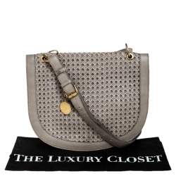 Stella McCartney Grey Woven Leather Alexa Flap Shoulder Bag