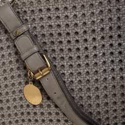 Stella McCartney Grey Woven Leather Alexa Flap Shoulder Bag