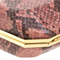 Stella McCartney Pink/Black Faux Python Leather Lucia Clutch
