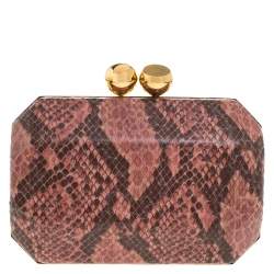 Stella McCartney Pink/Black Faux Python Leather Lucia Clutch