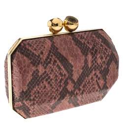 Stella McCartney Pink/Black Faux Python Leather Lucia Clutch