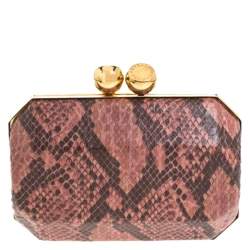 Stella McCartney Pink/Black Faux Python Leather Lucia Clutch