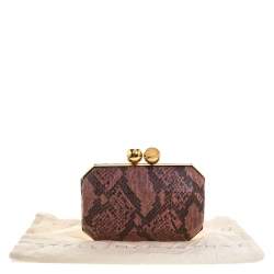 Stella McCartney Pink/Black Faux Python Leather Lucia Clutch