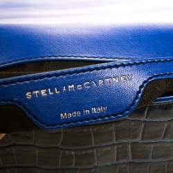 Pre Owned Stella McCartney Blue Faux Croc Leather Oversized Flap Clutch