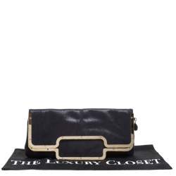 Pre Owned Stella McCartney Black Faux Leather Foldover Clutch