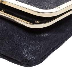 Pre Owned Stella McCartney Black Faux Leather Foldover Clutch