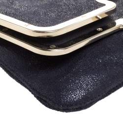 Pre Owned Stella McCartney Black Faux Leather Foldover Clutch