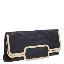 Pre Owned Stella McCartney Black Faux Leather Foldover Clutch