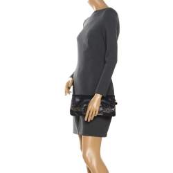 Pre Owned Stella McCartney Black Faux Leather Foldover Clutch