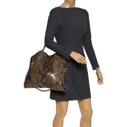 Pre Owned Stella McCartney Beige Faux Python Embossed Leather Falabella Tote 