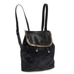 Pre Owned Stella McCartney Black Faux Leather Falabella Backpack