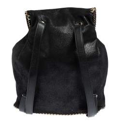 Pre Owned Stella McCartney Black Faux Leather Falabella Backpack