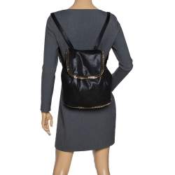 Pre Owned Stella McCartney Black Faux Leather Falabella Backpack