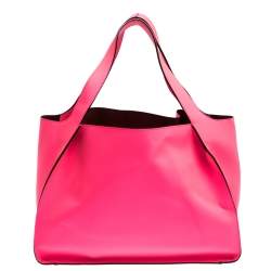 Pre Owned Stella McCartney Neon Pink Faux Leather Logo Tote