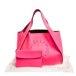 Pre Owned Stella McCartney Neon Pink Faux Leather Logo Tote