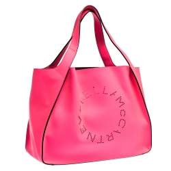 Pre Owned Stella McCartney Neon Pink Faux Leather Logo Tote
