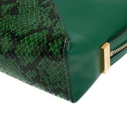 Stella McCartney Green Python Effect and Faux Leather Cavendish Clutch