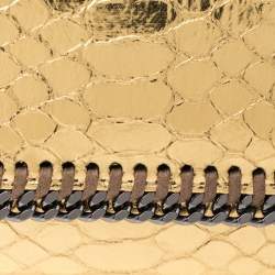 Pre Owned Stella McCartney Gold Python Effect Faux Patent Leather Falabella Wallet