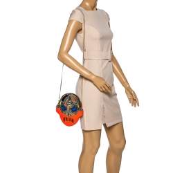 Pre Owned حقيبة كلتش بسلسلة ستيلا مكارتنى سوبرهيرو جلد صناعى نقش ثعبان متعددة الألوان