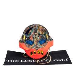 Pre Owned حقيبة كلتش بسلسلة ستيلا مكارتنى سوبرهيرو جلد صناعى نقش ثعبان متعددة الألوان