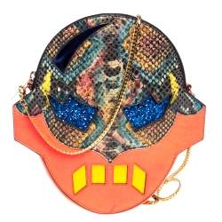 Pre Owned حقيبة كلتش بسلسلة ستيلا مكارتنى سوبرهيرو جلد صناعى نقش ثعبان متعددة الألوان