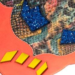 Pre Owned حقيبة كلتش بسلسلة ستيلا مكارتنى سوبرهيرو جلد صناعى نقش ثعبان متعددة الألوان