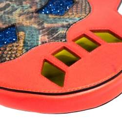 Pre Owned حقيبة كلتش بسلسلة ستيلا مكارتنى سوبرهيرو جلد صناعى نقش ثعبان متعددة الألوان