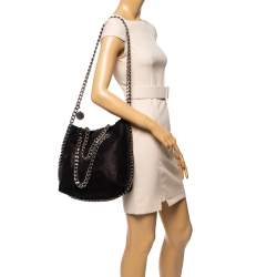 Pre Owned Stella McCartney Black Faux Leather Falabella Shoulder Bag