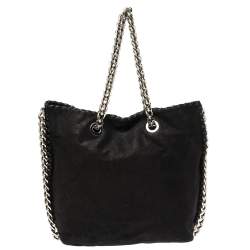 Pre Owned Stella McCartney Black Faux Leather Falabella Shoulder Bag