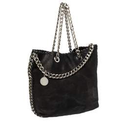 Pre Owned Stella McCartney Black Faux Leather Falabella Shoulder Bag