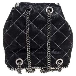 Pre Owned Stella McCartney Black Faux Leather Mini Falabella Backpack