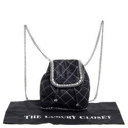 Pre Owned Stella McCartney Black Faux Leather Mini Falabella Backpack
