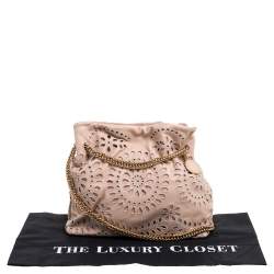 Pre Owned Stella McCartney Peach Faux Leather Laser Cut Norma Shoulder Bag
