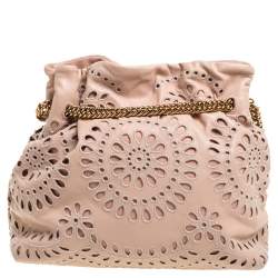 Pre Owned Stella McCartney Peach Faux Leather Laser Cut Norma Shoulder Bag