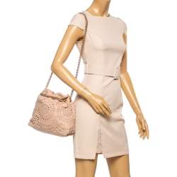 Pre Owned Stella McCartney Peach Faux Leather Laser Cut Norma Shoulder Bag