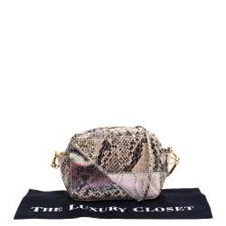 Pre Owned حقيبة كروس ستيلا مكارتني جلد صنعي نقشة الثعبان، و جلد صناعي نقشة السحلية بيج