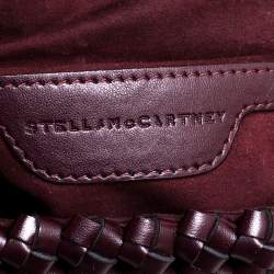 Pre Owned Stella McCartney Dark Burgundy Woven Faux Leather Mini Brandy Becks Top Handle Bag