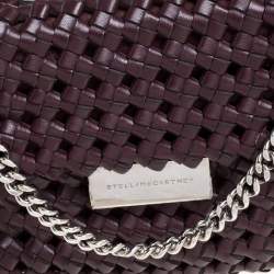Pre Owned Stella McCartney Dark Burgundy Woven Faux Leather Mini Brandy Becks Top Handle Bag