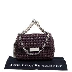 Pre Owned Stella McCartney Dark Burgundy Woven Faux Leather Mini Brandy Becks Top Handle Bag